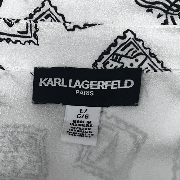Karl Lagerfeld Paris Shirt Blouse Graphic Travel Graffiti Print Eiffel Tower - Picture 13 of 16